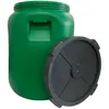 A green plastic barrel with a black lid. Produktbild-Vorschau