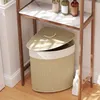 HOMCOM Bambus Wäschekorb mit Deckel 55 L Eck Wäschesammler Produktbild-Vorschau 2