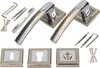 A set of door handles and related hardware, including screws and an Allen wrench, laid out on a white background. Anteprima dell’immagine prodotto