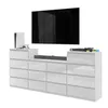 Kommode 220 Cm Weiss Matt / Weiss Hochglanz, 14 Schubladen, Produktbild-Vorschau 1