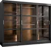 A studio shot of a black sliding door wardrobe with bronze-tinted glass panels. Produktbild-Vorschau