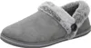 A single gray slipper with faux fur trim and a button detail. Produktbild-Vorschau