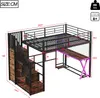 Flieks Etagenbett 140x200cm mit Schreibtisch und LED, Produktbild-Vorschau 7