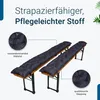 Two dark grey bench cushions on wooden benches, with close-up insets highlighting material and stitching. Produktbild-Vorschau