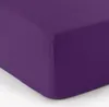 A close-up view of a purple fitted sheet, showing the texture and corner. Produktbild-Vorschau