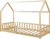 A wooden house bed frame with a slatted base and side rails, shown against a white background. Anteprima dell’immagine prodotto