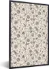 MuchoWow® MuchoWow® Gerahmtes Poster Blumen - Muster - Grau Produktbild-Vorschau 1