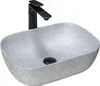 A grey oval countertop sink with a black faucet and drain. Anteprima dell’immagine prodotto