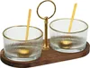 Ein Set Dips auf einem Holzteller Ø 9 cm Produktbild-Vorschau 1