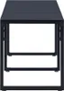 A front view of a black metal garden bench with a slatted top and two horizontal supports on the legs. Náhled obrázku produktu