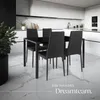 A modern dining set in a bright, contemporary kitchen with marble-patterned walls and floors. Náhled obrázku produktu