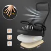 A diagram of an ergonomic office chair with callouts highlighting features like breathability and cushioning, along with dimensions. Podgląd zdjęcia produktu