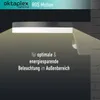 An outdoor light fixture with a motion sensor is shown mounted on a wall, with light illuminating downwards. Produktbild-Vorschau