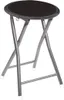A studio shot of a black folding stool with a metallic frame. Anteprima dell’immagine prodotto
