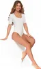 Eleganter Damenbody mit tiefem Ausschnitt, glatt, kurze Produktbild-Vorschau 5