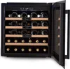 A wine cooler with its door open, showing multiple shelves filled with wine bottles. Produktbild-Vorschau