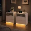 UnboxG 2er Set Nachttische Weiß – Nachttisch mit LED, USB & Produktbild-Vorschau 2