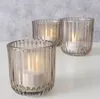 LS-LebenStil 3er Set Teelichthalter Glas Retro Beige 7-9cm Produktbild-Vorschau 3