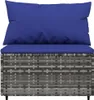 vidaXL Garten-Mittelsofa mit Kissen Grau Poly Rattan Produktbild-Vorschau 2