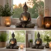 INtrenDU Buddha Figur 31 cm mit Teelichthalter Polyresin Produktbild-Vorschau 2