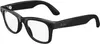 A pair of black Ray-Ban Meta Wayfarer glasses with clear lenses, shown from a side angle against a white background. Voir les images du produit