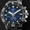 A close-up shot of a Tissot Seastar chronograph watch against a black background. Produktbild-Vorschau
