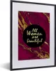 MuchoWow® Gerahmtes Poster Zitat - Frau - Gold - Bordeaux Produktbild-Vorschau 1