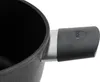 A close-up view of the handle and rim of a black pot. Produktbild-Vorschau