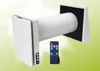 A white ventilation unit with a remote control in front of it, set against a light green background. Produktbild-Vorschau