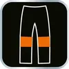 A graphic representation of work pants with orange knee patches. Produktbild-Vorschau