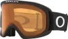A pair of black Oakley ski goggles with an orange lens, shown from the side. Produktbild-Vorschau