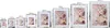 A collection of picture frames of varying sizes, each displaying the same artwork of a woman adorned with flowers. Produktbild-Vorschau