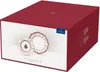 A red box with white sides displaying two plates with Christmas-themed designs. Náhled obrázku produktu
