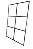 A black metal frame with six square sections, presented against a white background. Produktbild-Vorschau