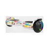 A hoverboard with a colorful graffiti-like pattern and LED lights on a white background. Náhled obrázku produktu