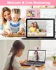 Collage showing a mother and daughter baking, a laptop displaying a video call, and a girl on a video call. Produktbild-Vorschau