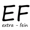 The image shows the letters 'EF' in large black font, with the words 'extra - fein' below them in smaller font. Produktbild-Vorschau