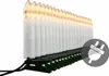 A string of white LED Christmas tree candles with warm white lights, attached to green clips, with a power plug icon in the lower right corner. Produktbild-Vorschau
