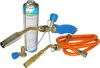 A set of soldering tools including a gas canister, torch heads, and a hose, laid out on a white background. Náhľad obrázku produktu
