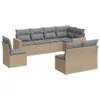 8-tlg. Garten-Sofagarnitur mit Kissen Beige Poly Rattan Produktbild-Vorschau 1