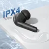 A black wireless earbud with water droplets on it, placed on a white surface with water effects in the background. Produktbild-Vorschau