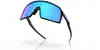 A pair of black Oakley Sutro sunglasses with blue and purple mirrored lenses, shown from a diagonal angle against a white background. Náhled obrázku produktu