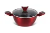 A red pot with a glass lid is shown against a white background. Podgląd zdjęcia produktu