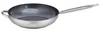 A stainless steel wok with a black interior is shown against a white background. Produktbild-Vorschau