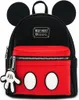 A black and red Loungefly Disney Mickey Mouse backpack with Mickey's ears and iconic red shorts with white buttons. Podgląd zdjęcia produktu