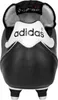 The back view of a black Adidas soccer cleat with white accents and branding. Produktbild-Vorschau