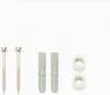 Two screws, two wall plugs, and two washers are laid out on a white background. Produktbild-Vorschau