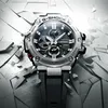 A G-SHOCK watch is shown emerging from a cracked surface, suggesting durability and impact resistance. Produktbild-Vorschau