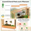 A marketing image showcasing a wooden raised garden bed with a trellis and various plants, illustrating its features and potential uses. Anteprima dell’immagine prodotto
