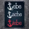 Weiße und rote Anker - Lebe Lache Liebe Metallschild XL in Produktbild-Vorschau 2